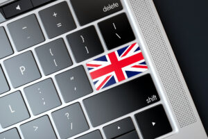 bouton de clavier d'ordinateur aux couleurs du drapeau d'Angleterre