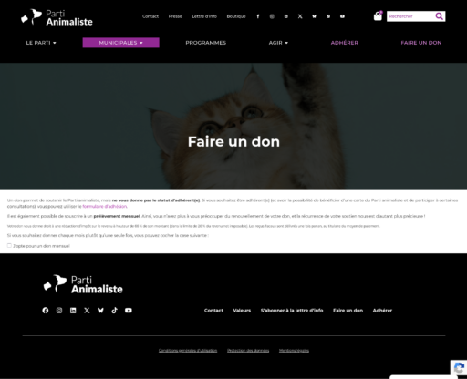 Parti Animaliste faire un don